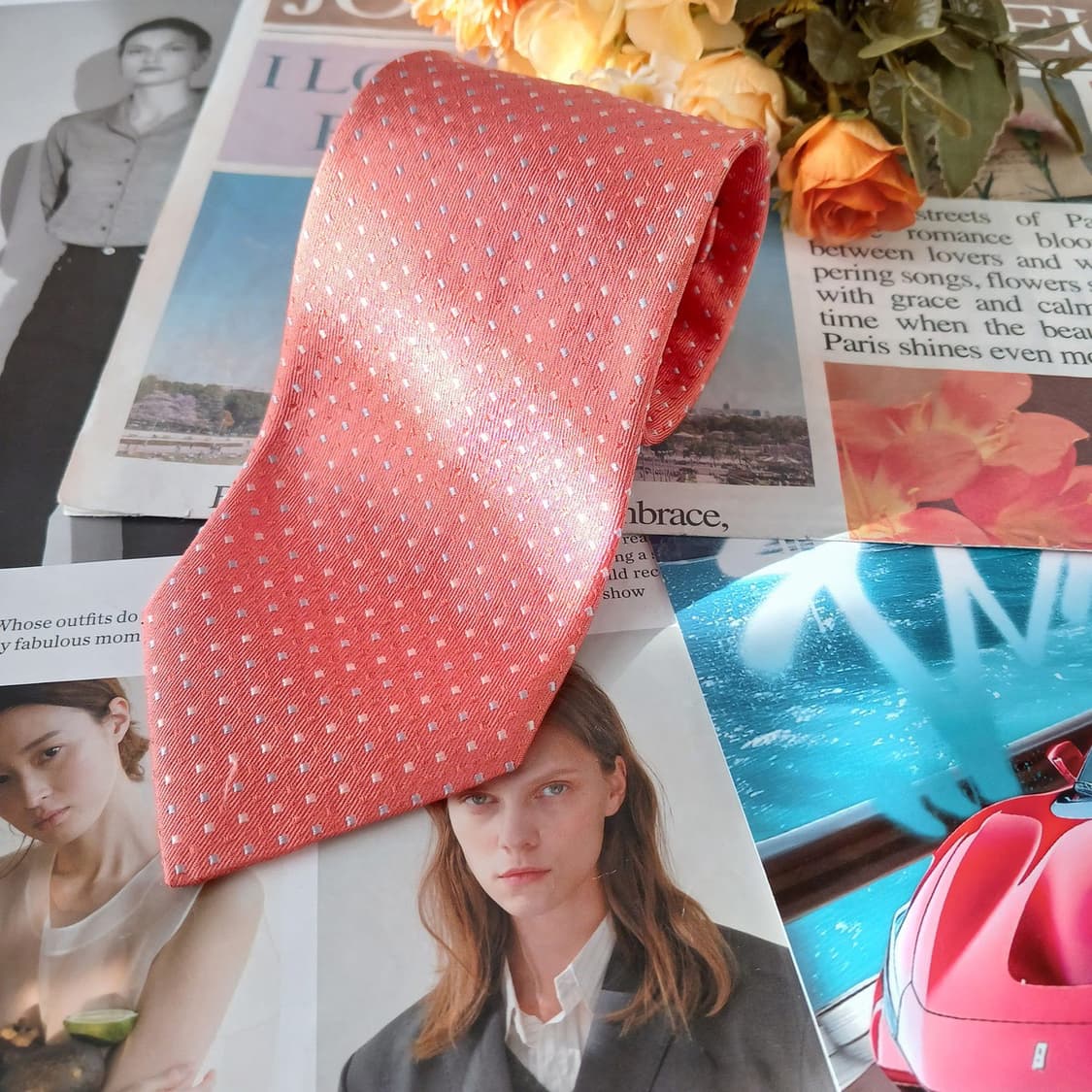 알테아 실크 오렌지 도트 넥타이 8.7cm A+등급 A19532
 상품이미지4