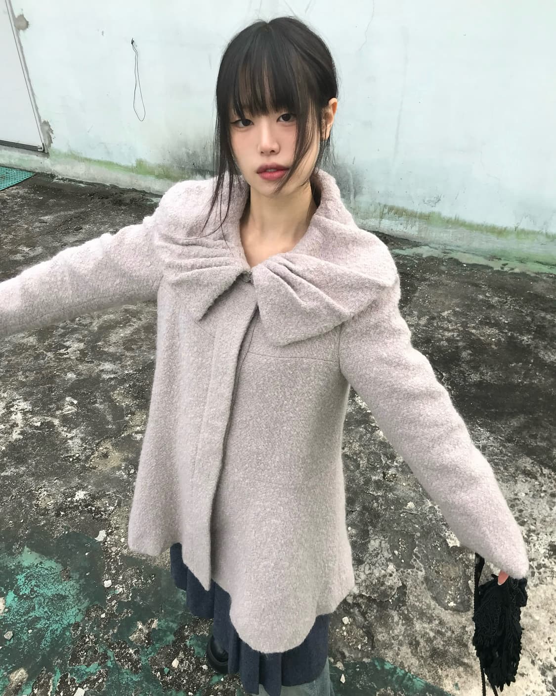 베이비핑크 리본 코트 상품이미지1