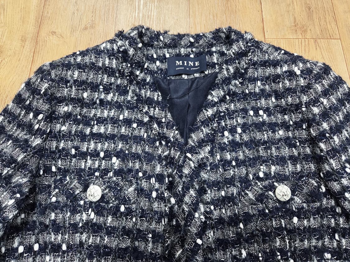 마인(MINE) 울 블렌드 칼라리스 오픈 트위드자켓 55-66 상품이미지7