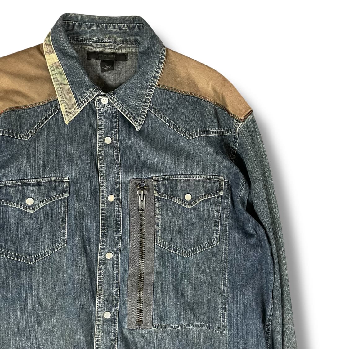 익스프레스 웨스턴 원포켓 코튼 데님 셔츠 XL 상품이미지3
