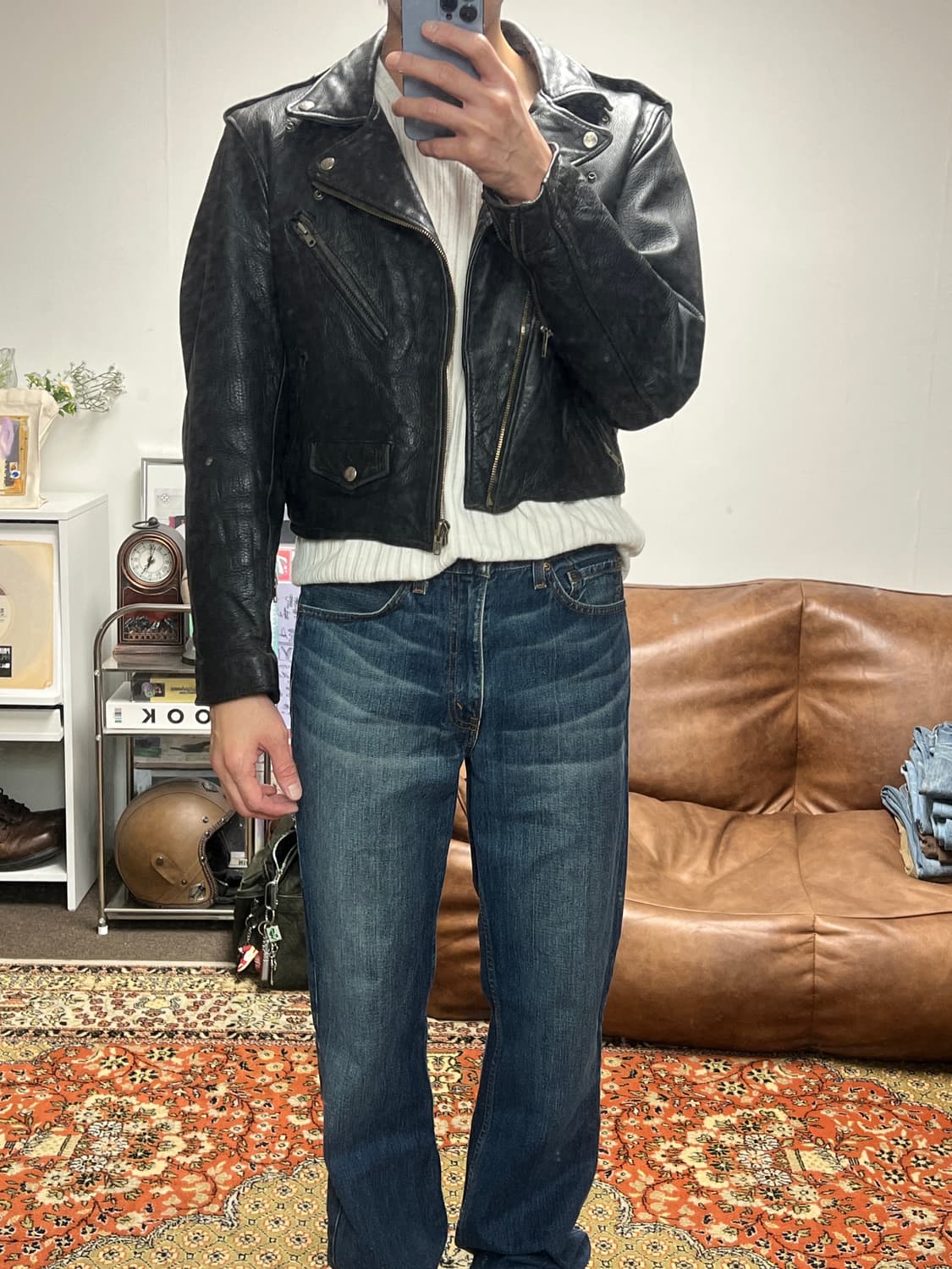 American Basics 빈티지 라이더 자켓 블랙 100 상품이미지10