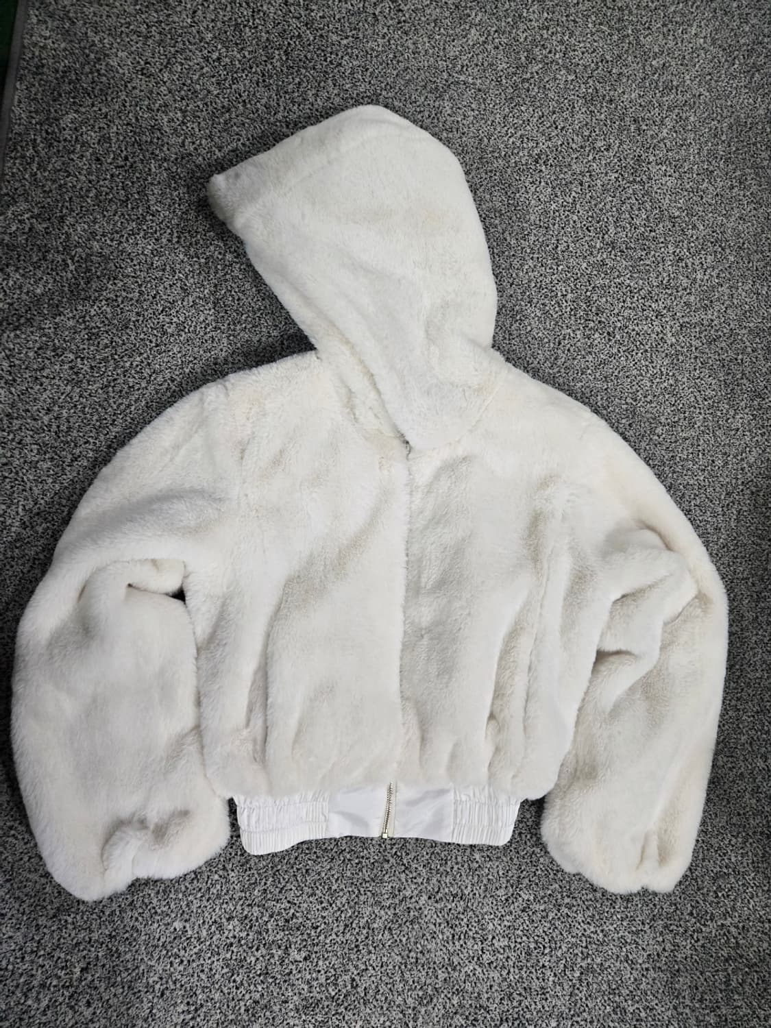 여성 화이트 후드 퍼자켓 상품이미지1