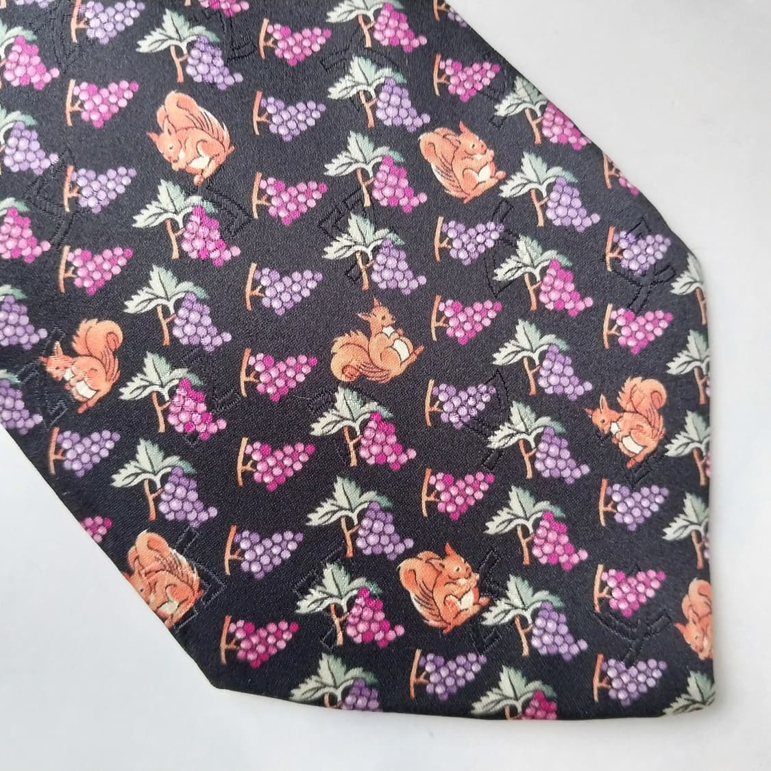 레오나드 실크 포도 다람쥐 모티브 넥타이 9.5cm A+등급 K2092 상품이미지4