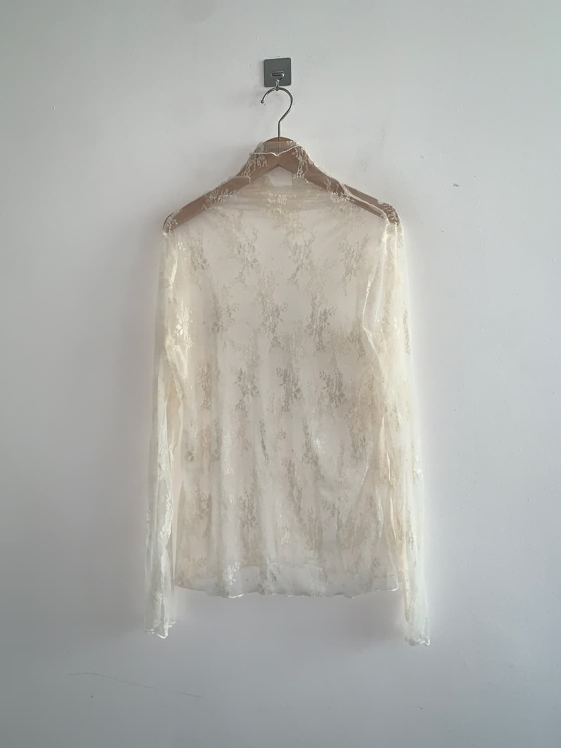 Lace high neck see through blouse t 상품이미지1