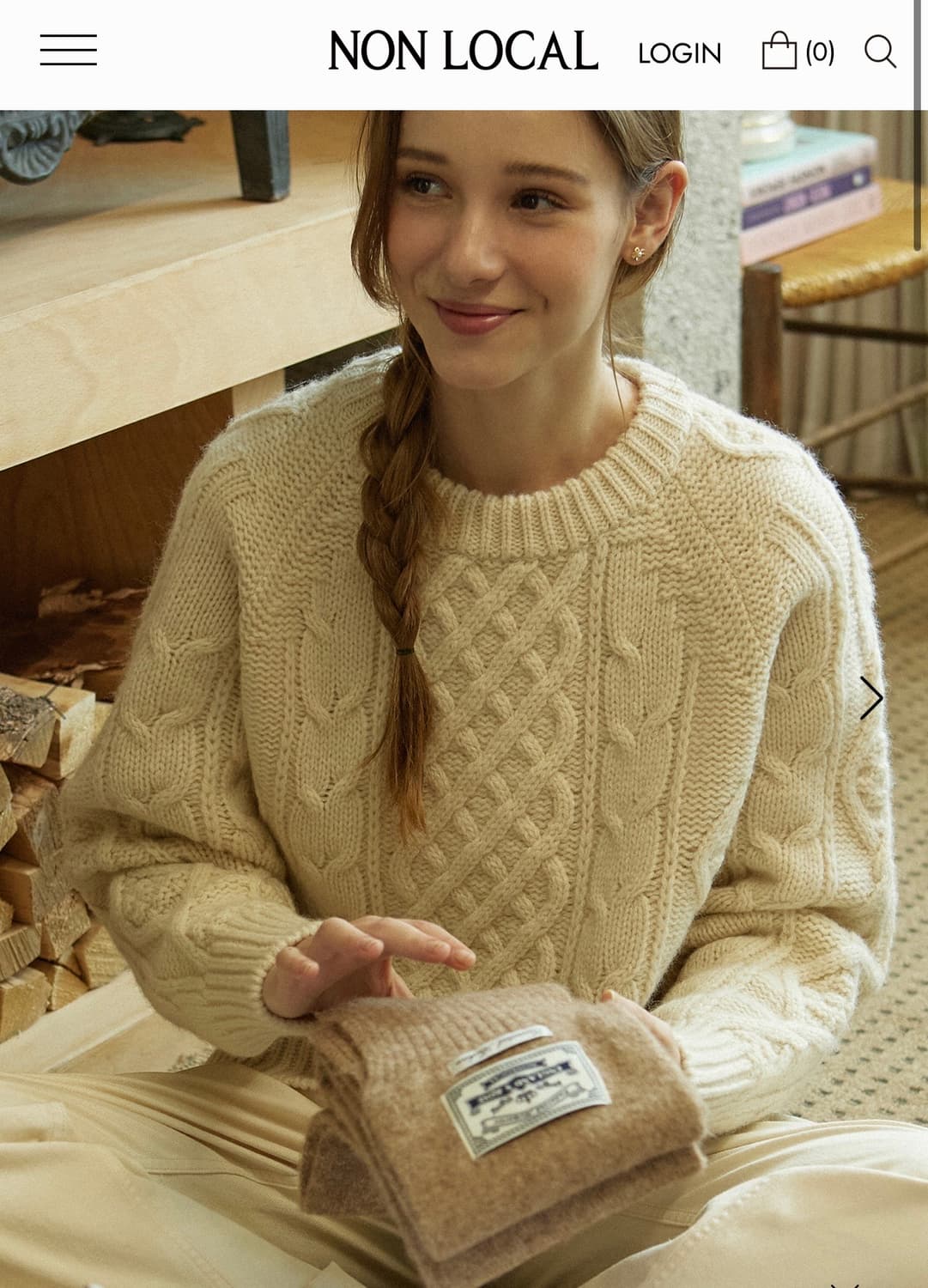 (새상품) 논로컬 울100% 꽈배기니트(정가168,000원) 상품이미지1