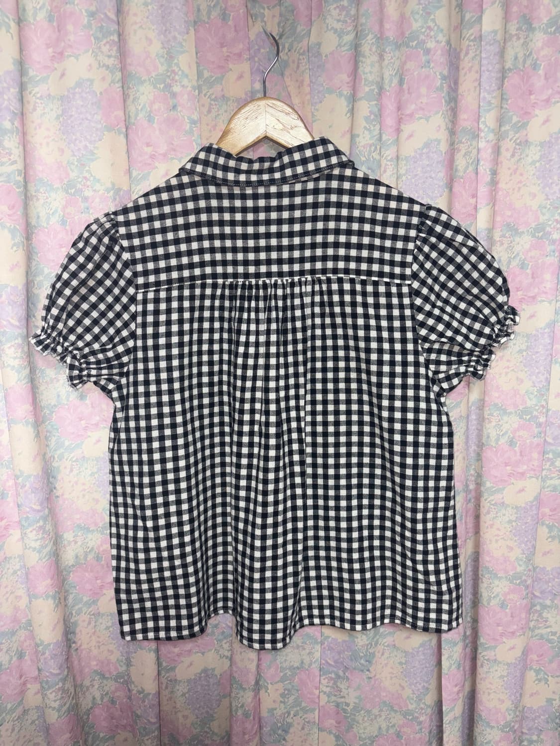 블랙 체크 둥근카라 블라우스 상품이미지9