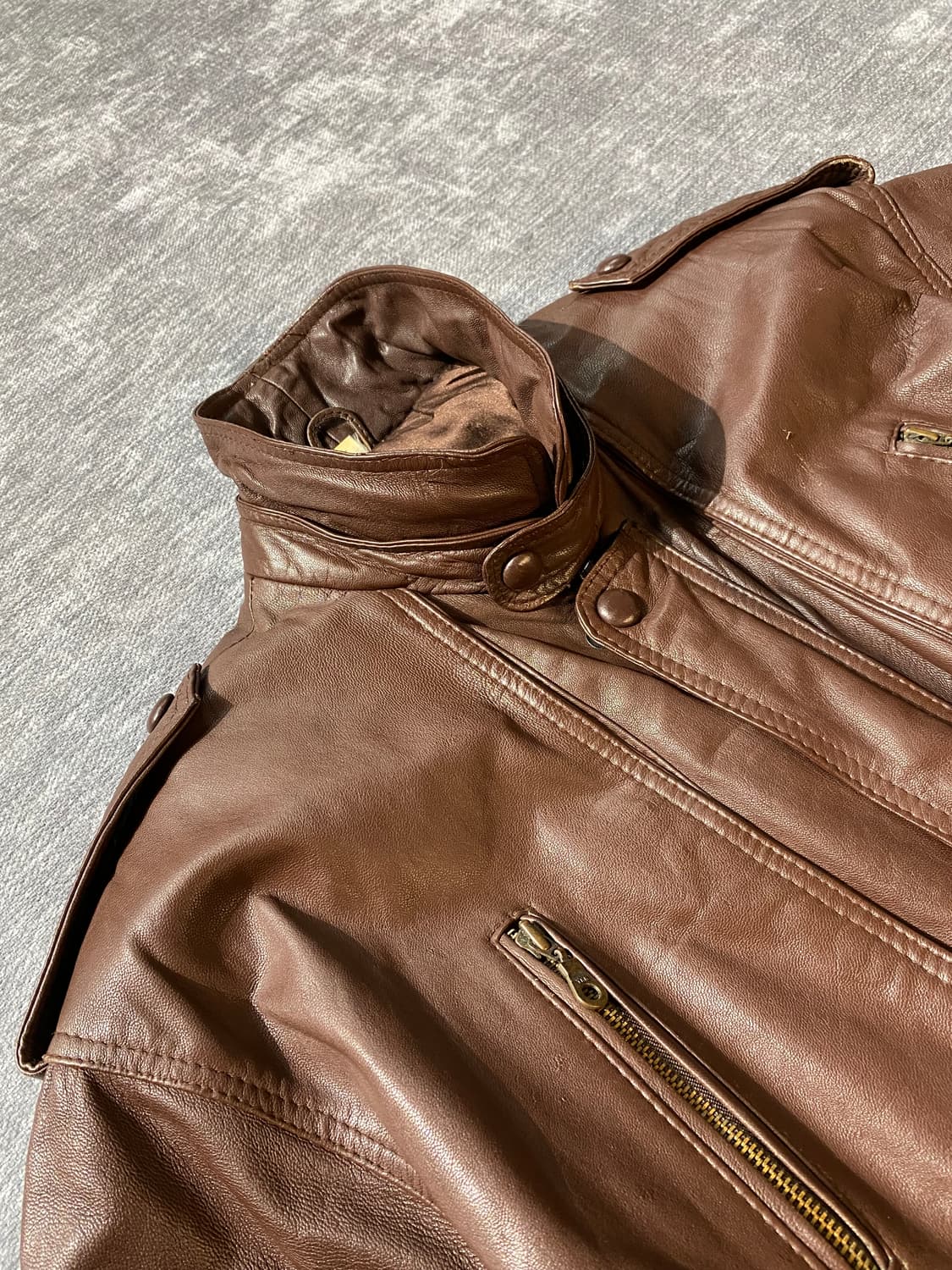 [L] 90s SULTAN 브라운 리얼 레더 코트 상품이미지5