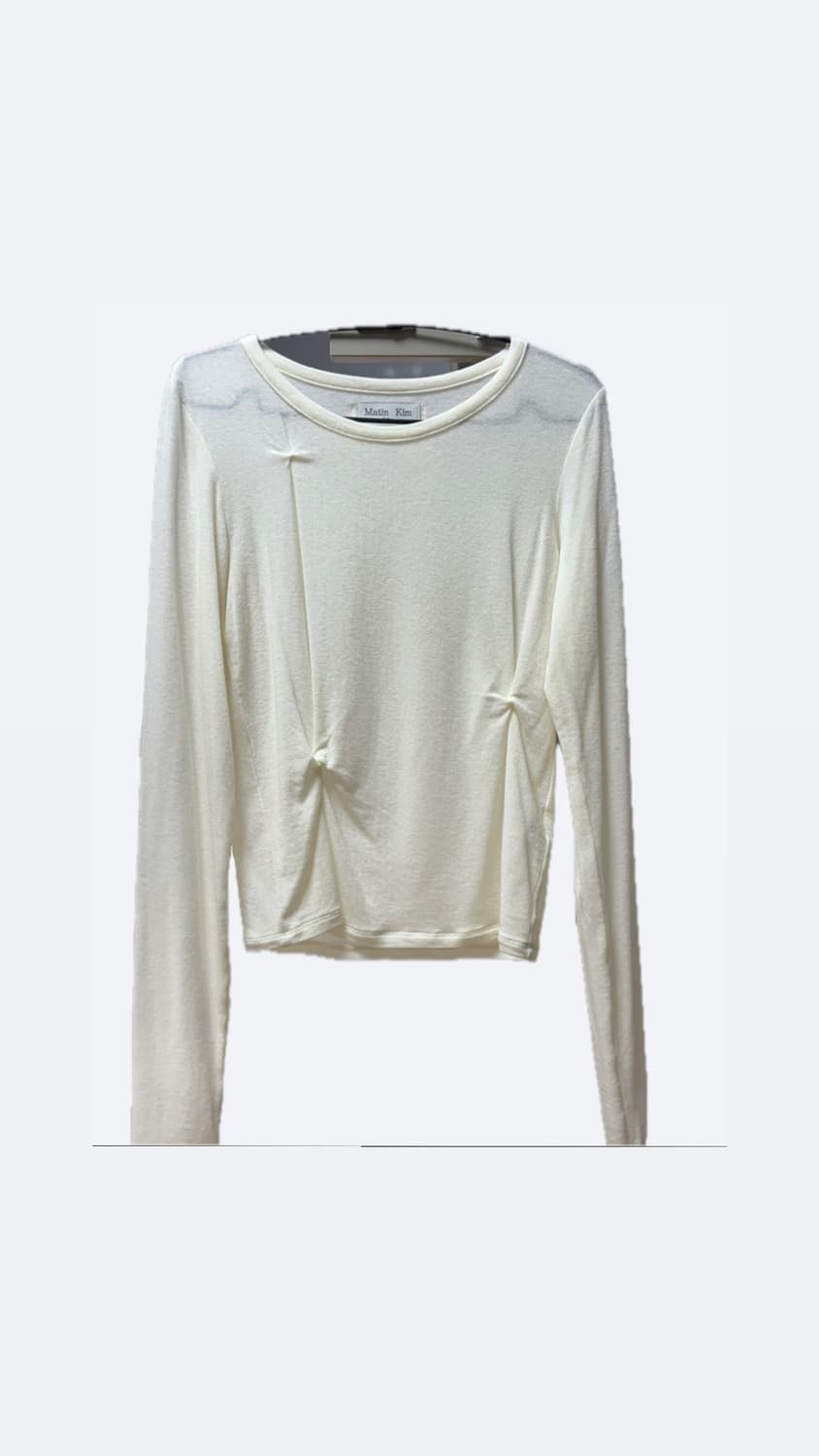 (W)마뗑킴 핀치드 슬림 탑 아이보리 상품이미지3