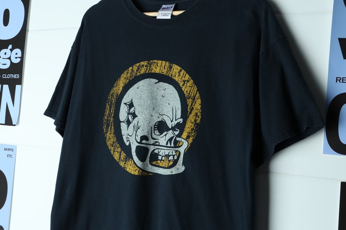 (L-XL) 길단 반팔 티셔츠 00년대 USA 블랙 스컬-H33318 상품이미지5