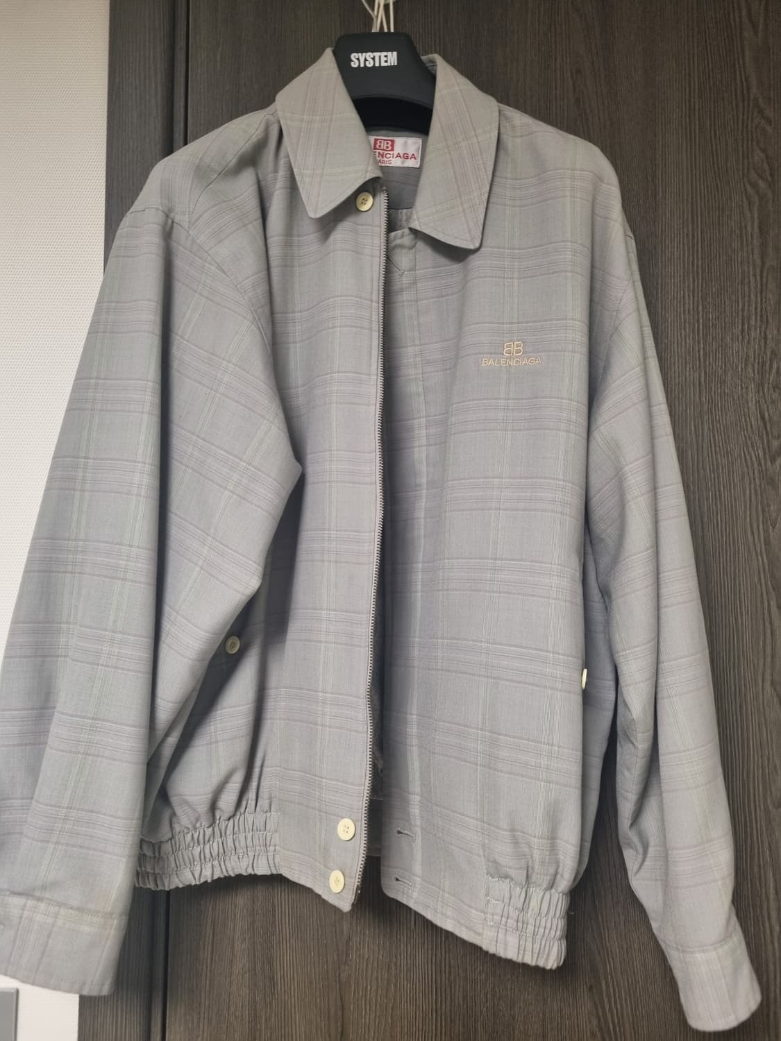 발렌시아가 체크 패턴 블루종 자켓 상품이미지1