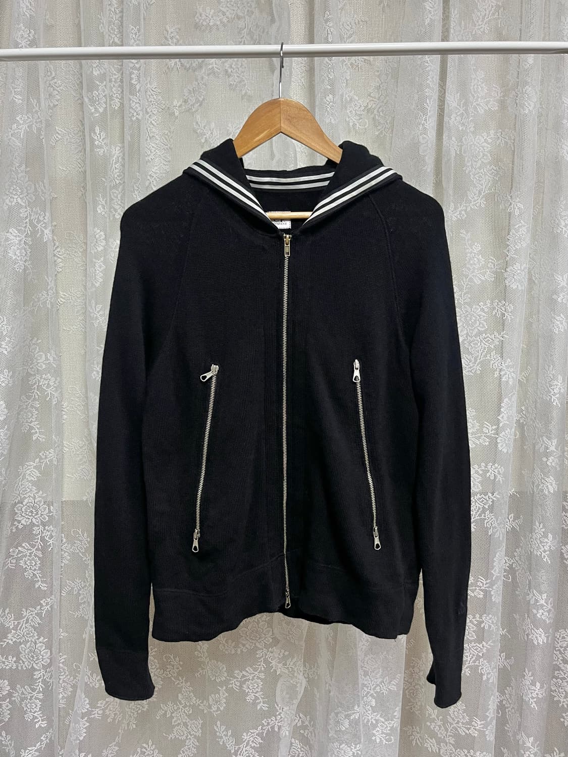 95) cp컴퍼니 고글 니트 후드 집업 블랙 상품이미지1