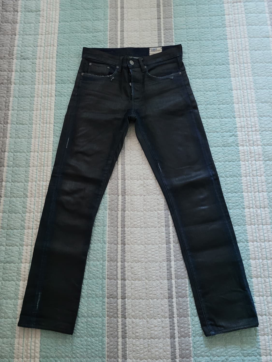 지스타로우 Gstarraw 3301슬림 왁스드 블랙코팅진. 32사이즈 상품이미지3