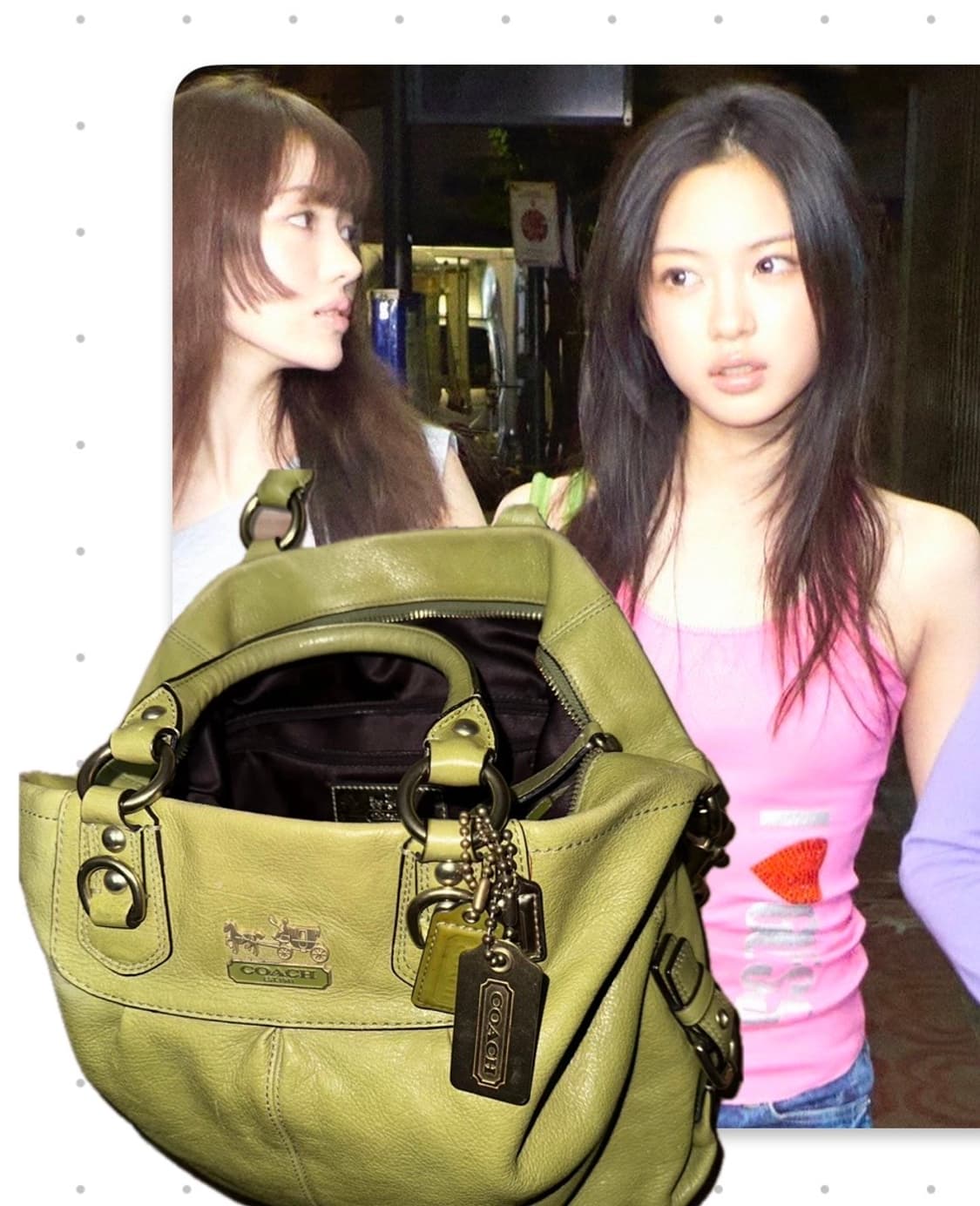 코치 Coach 토트백 숄더백 빈티지 라임 그린 브라운 y2k 두쫀쿠 상품이미지1