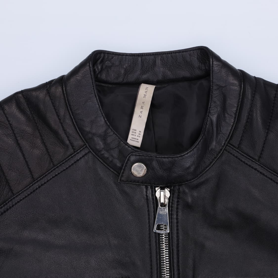 M 자라 맨 양가죽 싱글 라이더 자켓 블랙 4219 상품이미지4