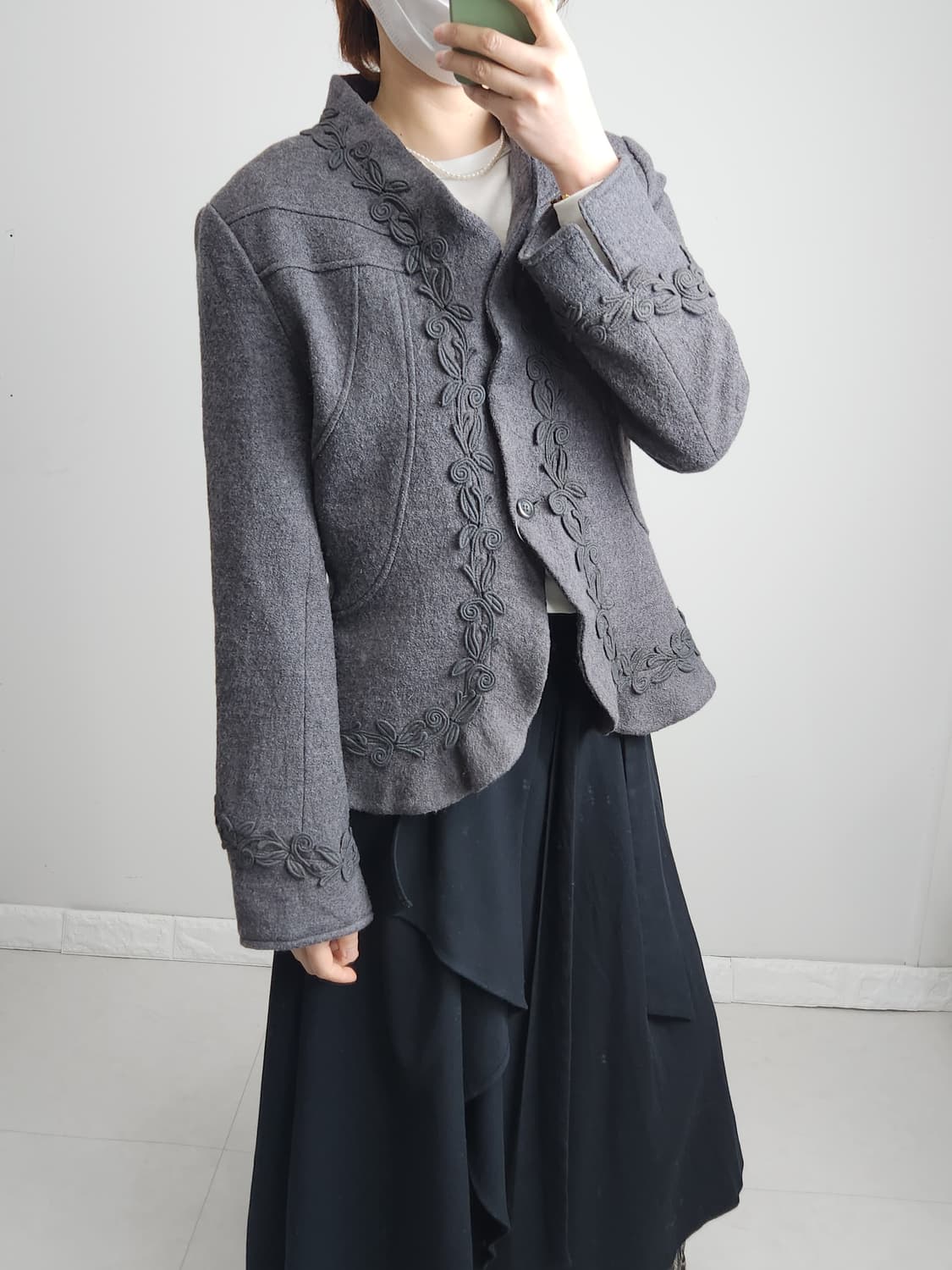 (otto)자수 원버튼 자켓 상품이미지3