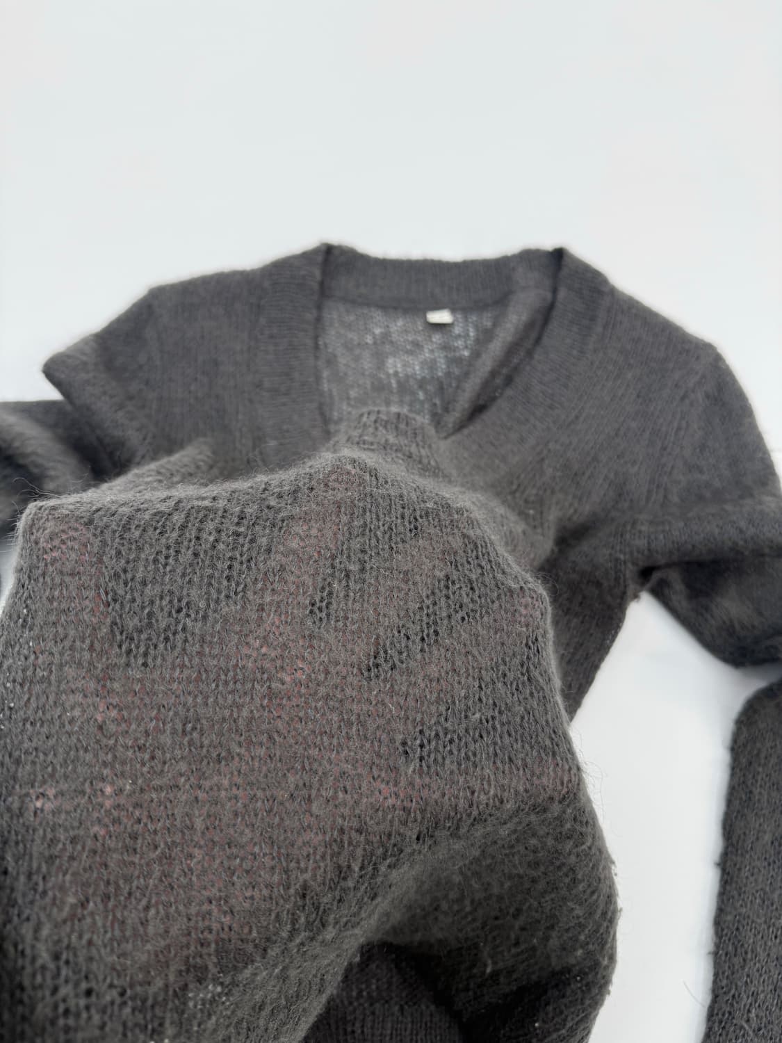 빈티지 그레이 시스루 레이어드 니트 상품이미지3