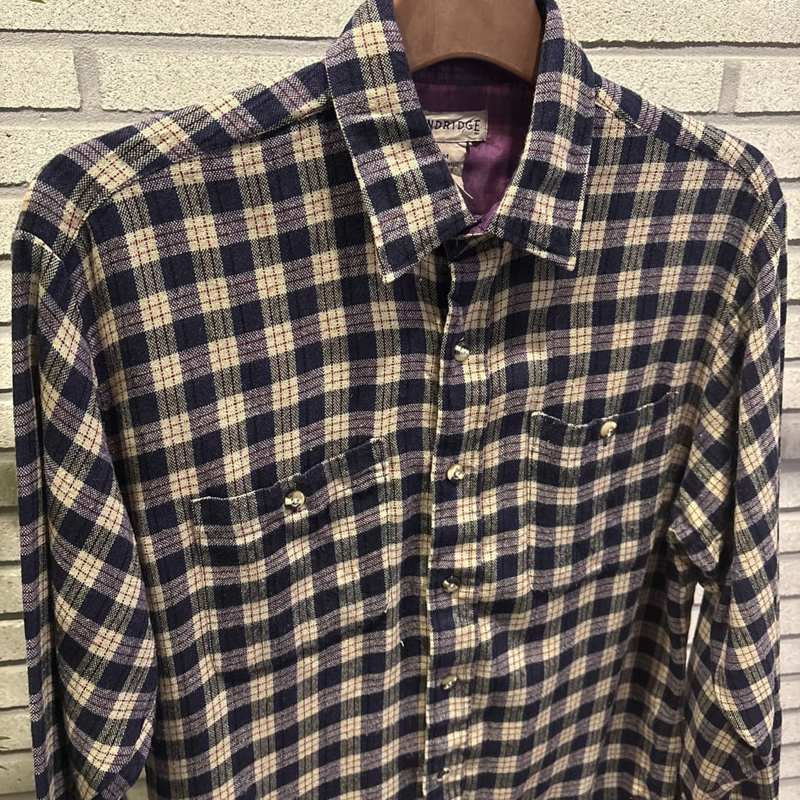 USA VITAGE 소프트 타탄체크 울 플란넬 셔츠 투포켓 디테일 퍼플 상품이미지6