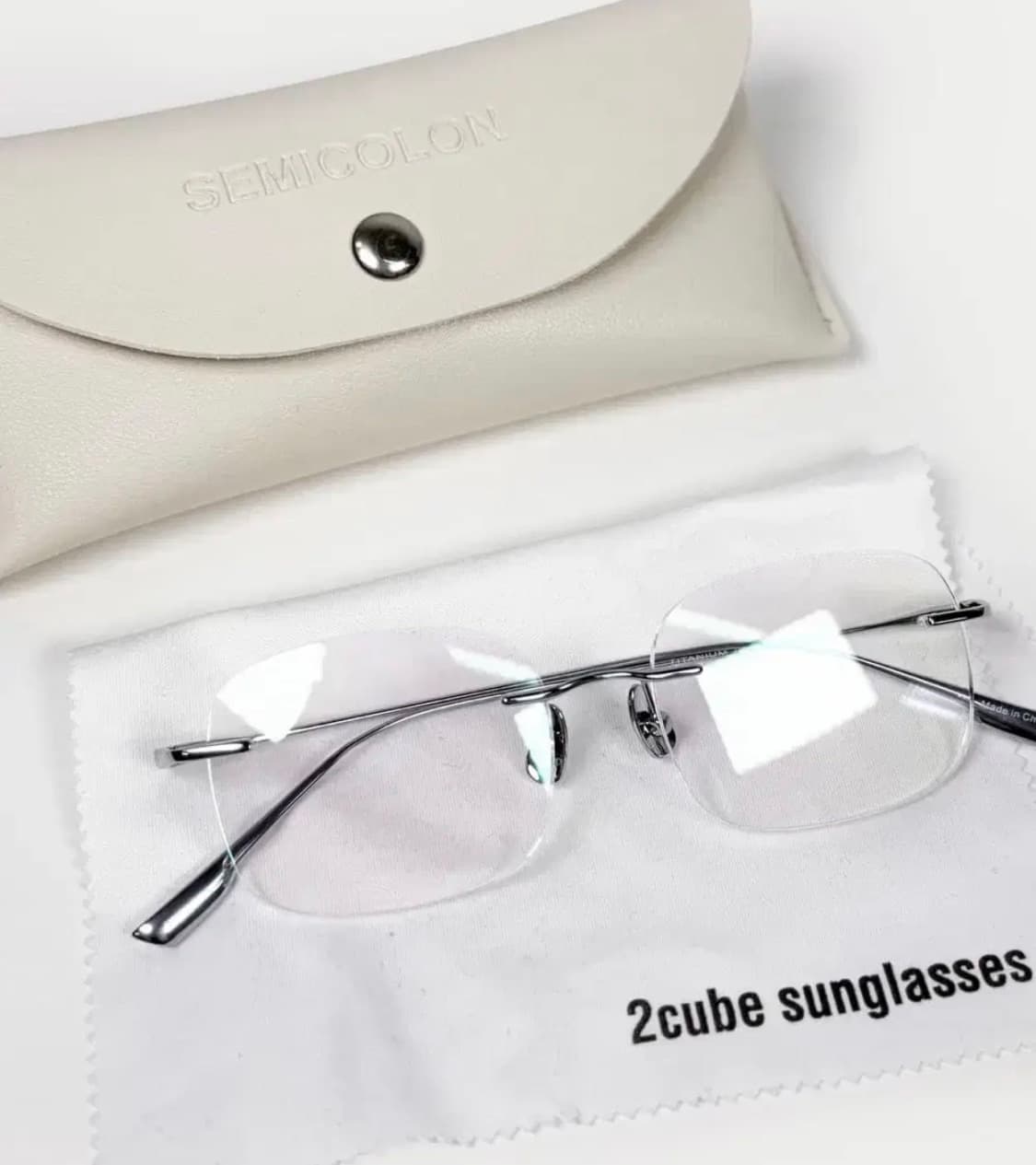 세미콜론 아이웨어 줄리엔 실버 무테 블루라이트 안경 상품이미지1