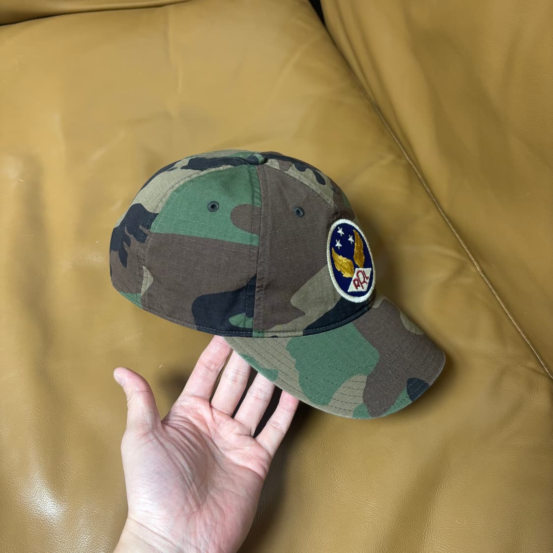 RRL 더블알엘 랄프로렌 폴로 윙로고 6패널 볼캡 모자 우드랜드 카모 상품이미지3