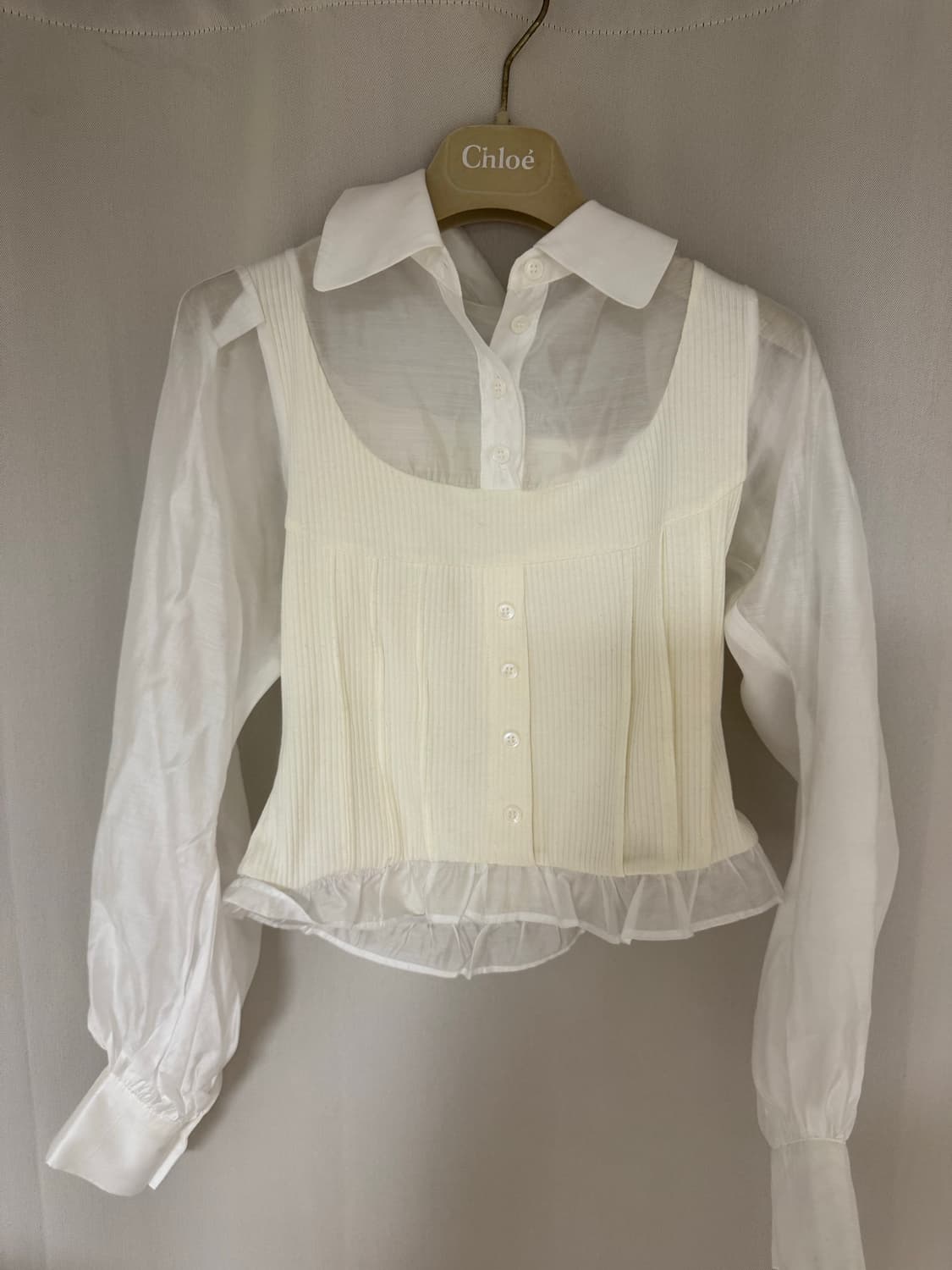 더티스 핀턱 뷔스티에 블라우스 원가 159000 상품이미지4