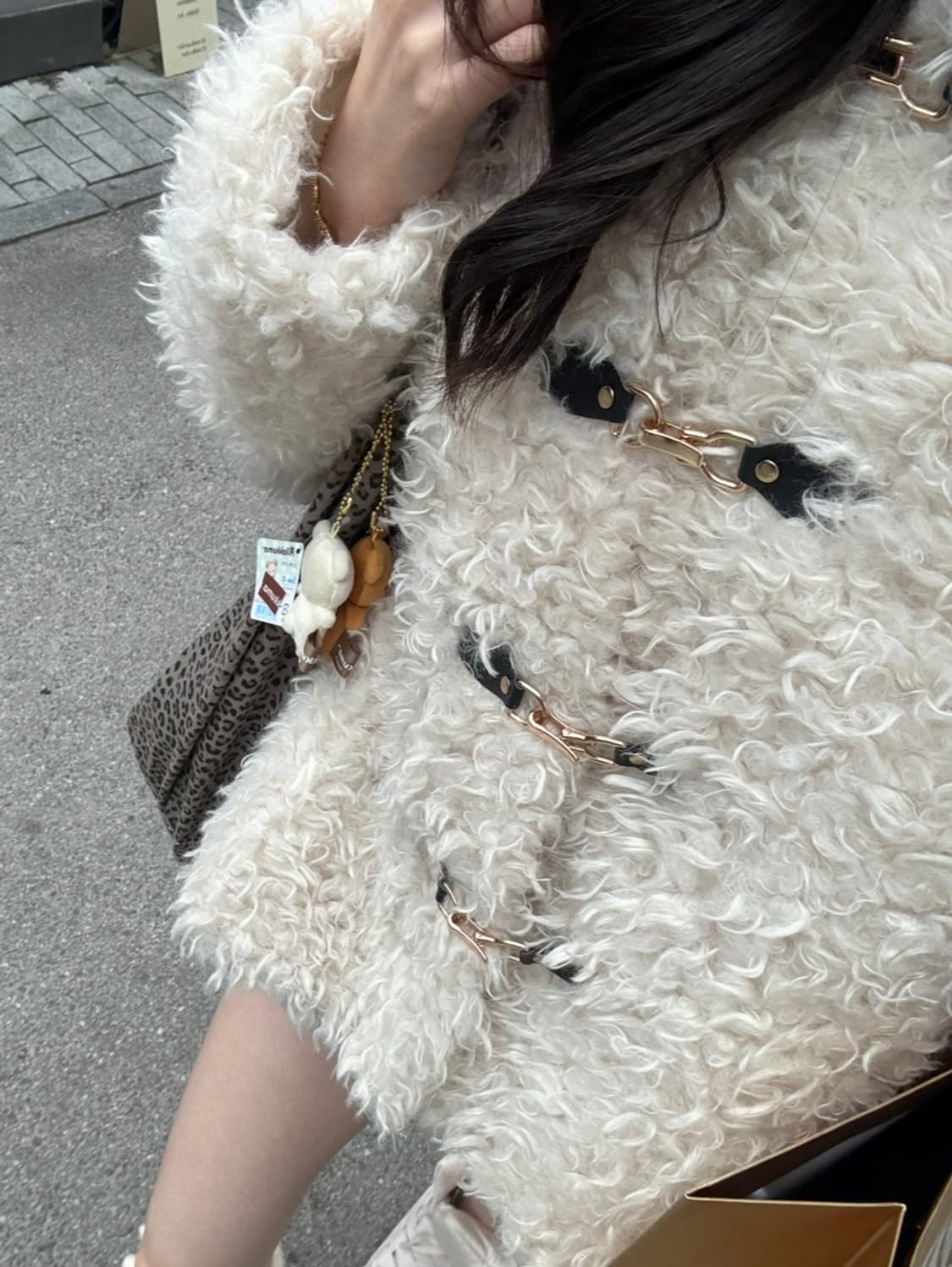 살로메 일본 빈티지 박시핏 에코 아이보리 퍼자켓 갸루 오네갸루 상품이미지3