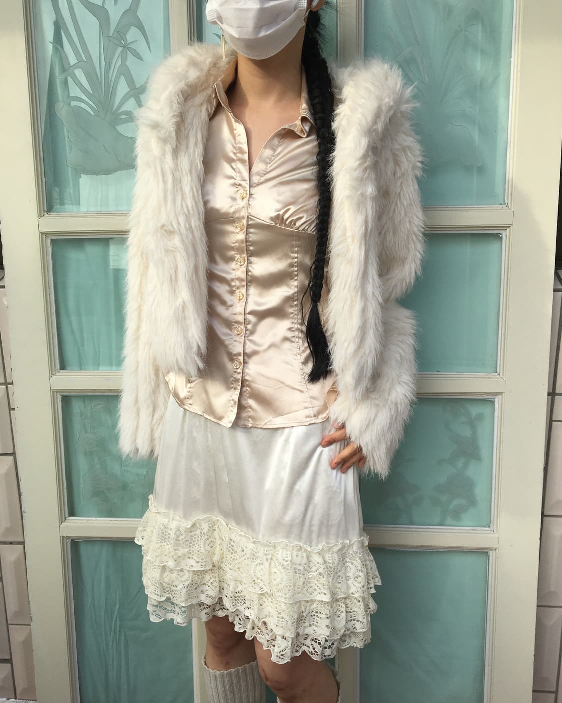 Fake fur hood jacket 상품이미지1