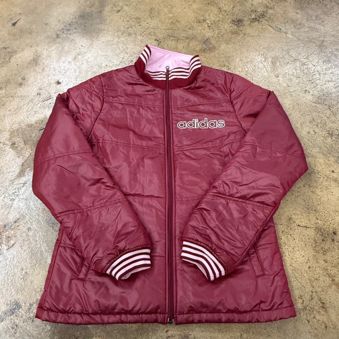 아디다스 딸기우유 핑크 버건디 양면 패딩  상품이미지2