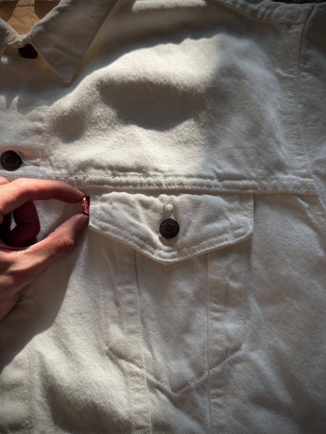 90s USA 리바이스 70507-0251 화이트 코튼트윌 트러커 자켓 상품이미지5