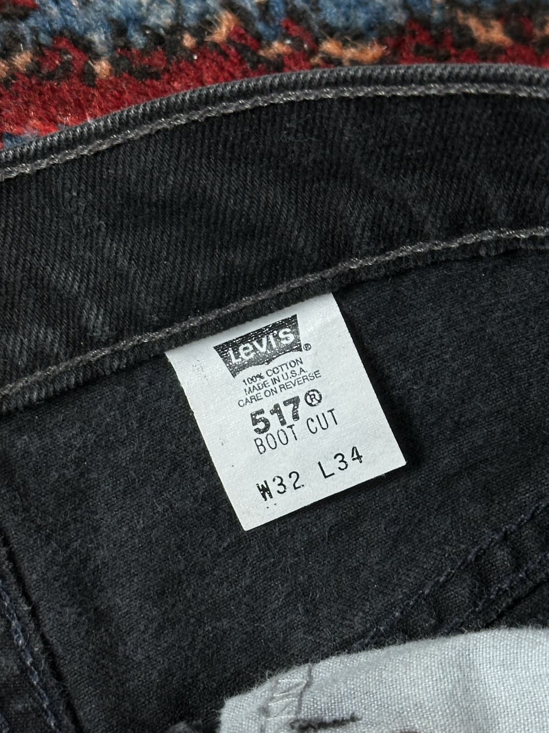 90's USA Made 빈티지 리바이스 517 블랙 부츠컷 상품이미지9