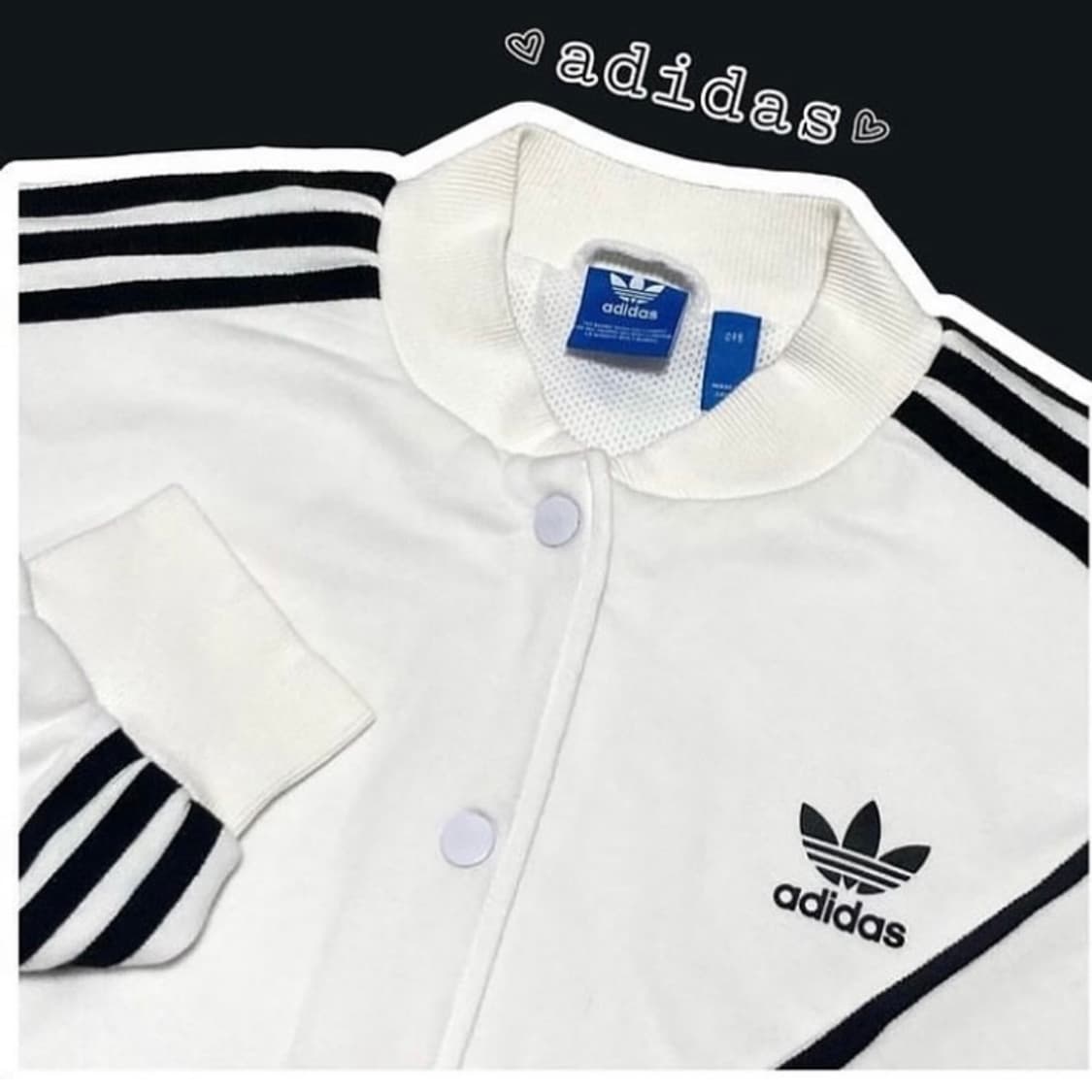 아디다스 파이어버드 빅로고 화이트 흰검 코튼 져지 트랙탑 상품이미지2