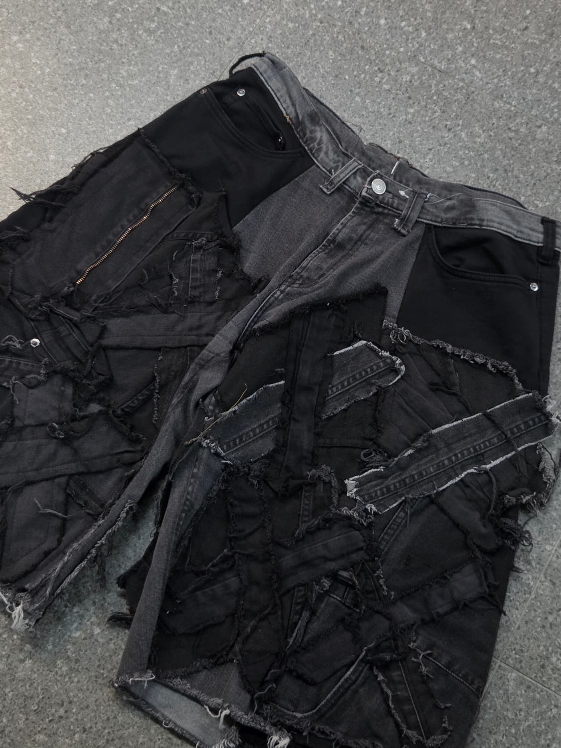 리메이크 흑청 패치 버뮤다팬츠 상품이미지1