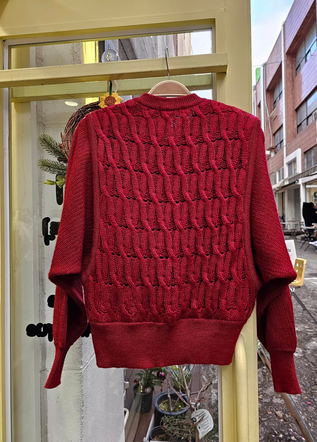 레드 꽈배기 레이어드 숏 가디건 상품이미지5