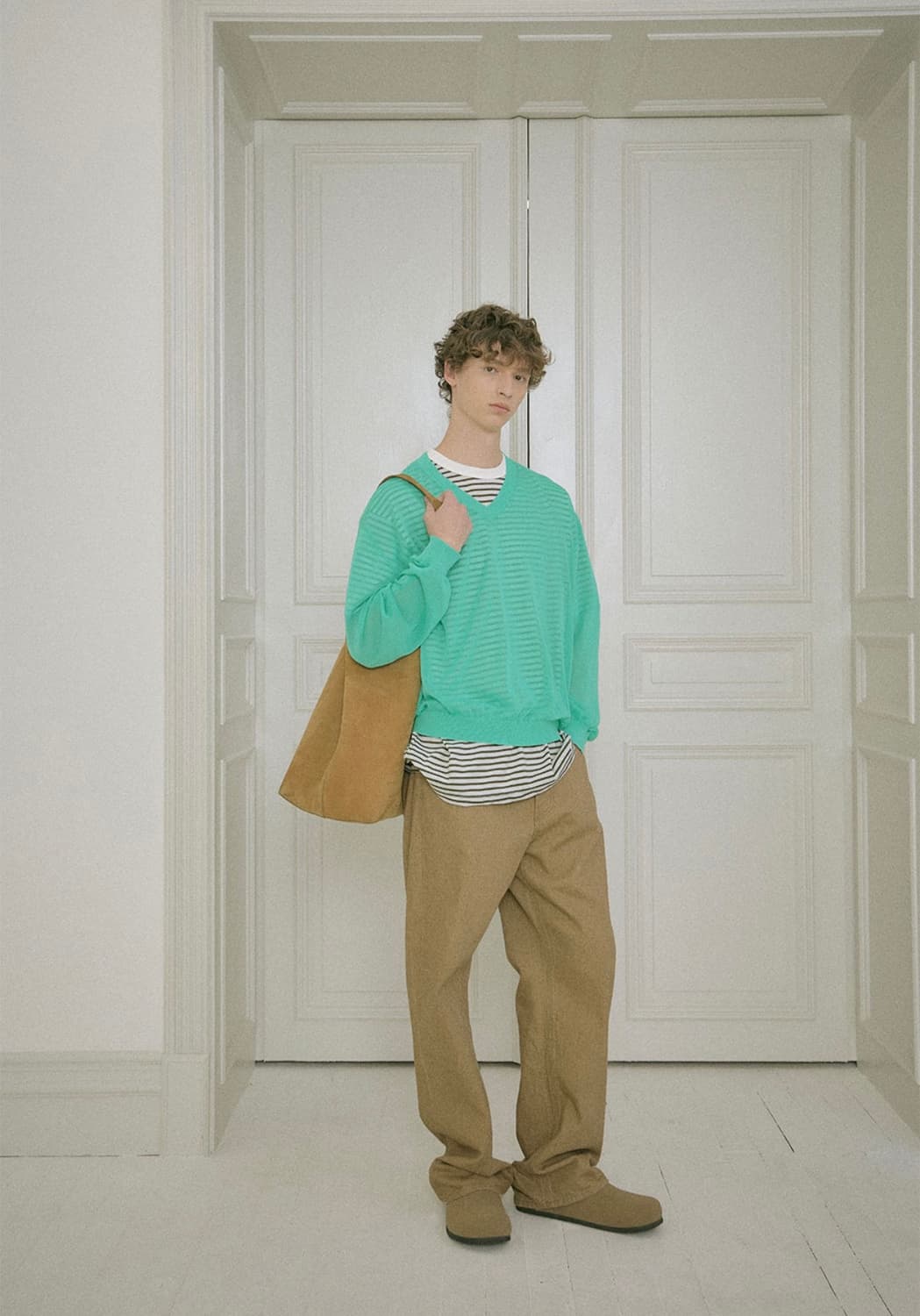 [M] STU 스트라이프 셀비지 데님 팬츠 베이지 상품이미지3