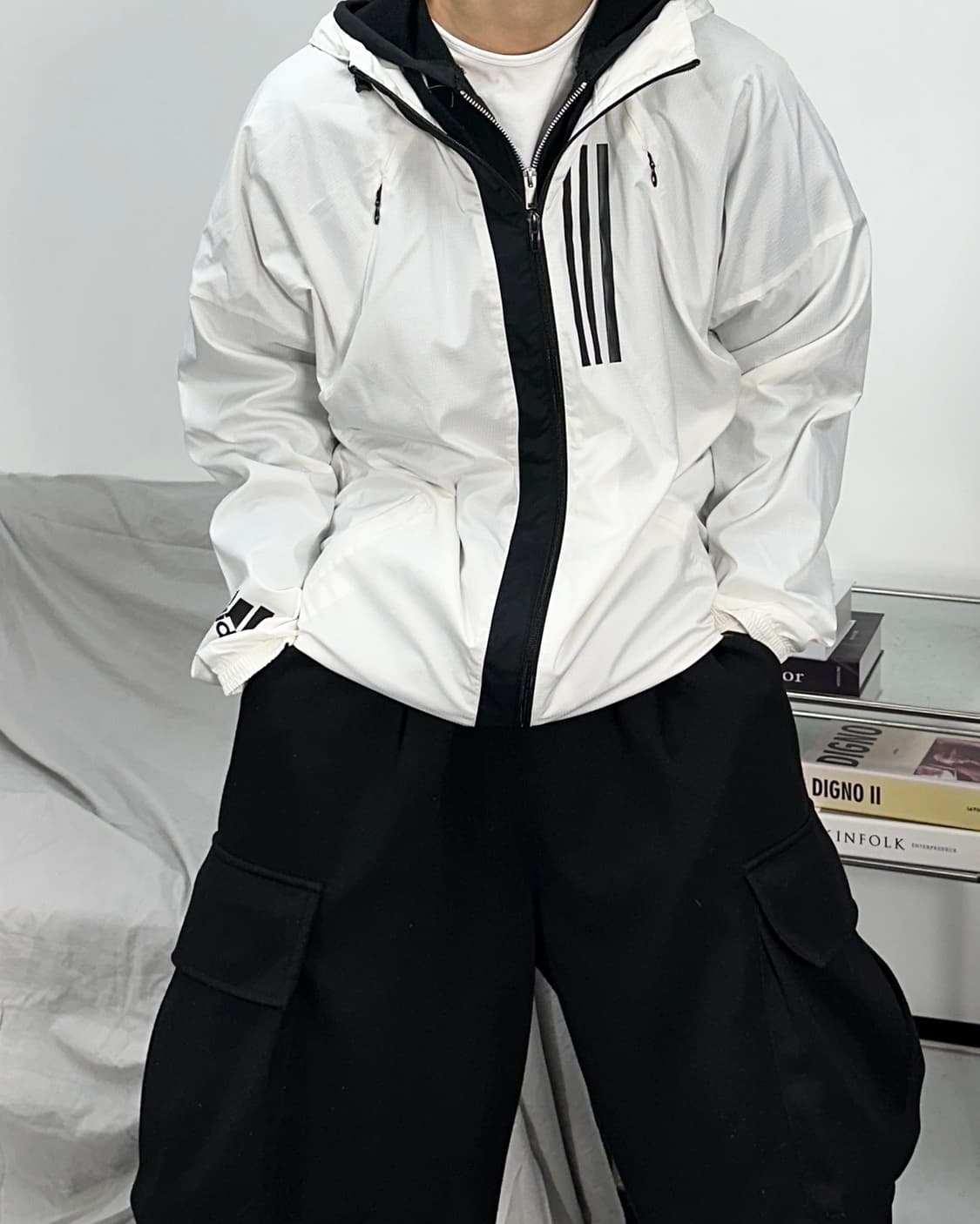 아디다스 제펜 화이트 바람막이 L 상품이미지1