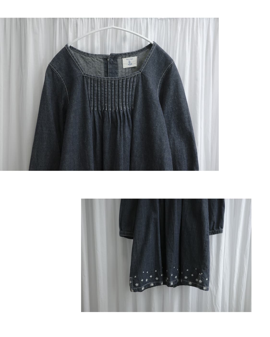 Denim flower point dress 상품이미지4