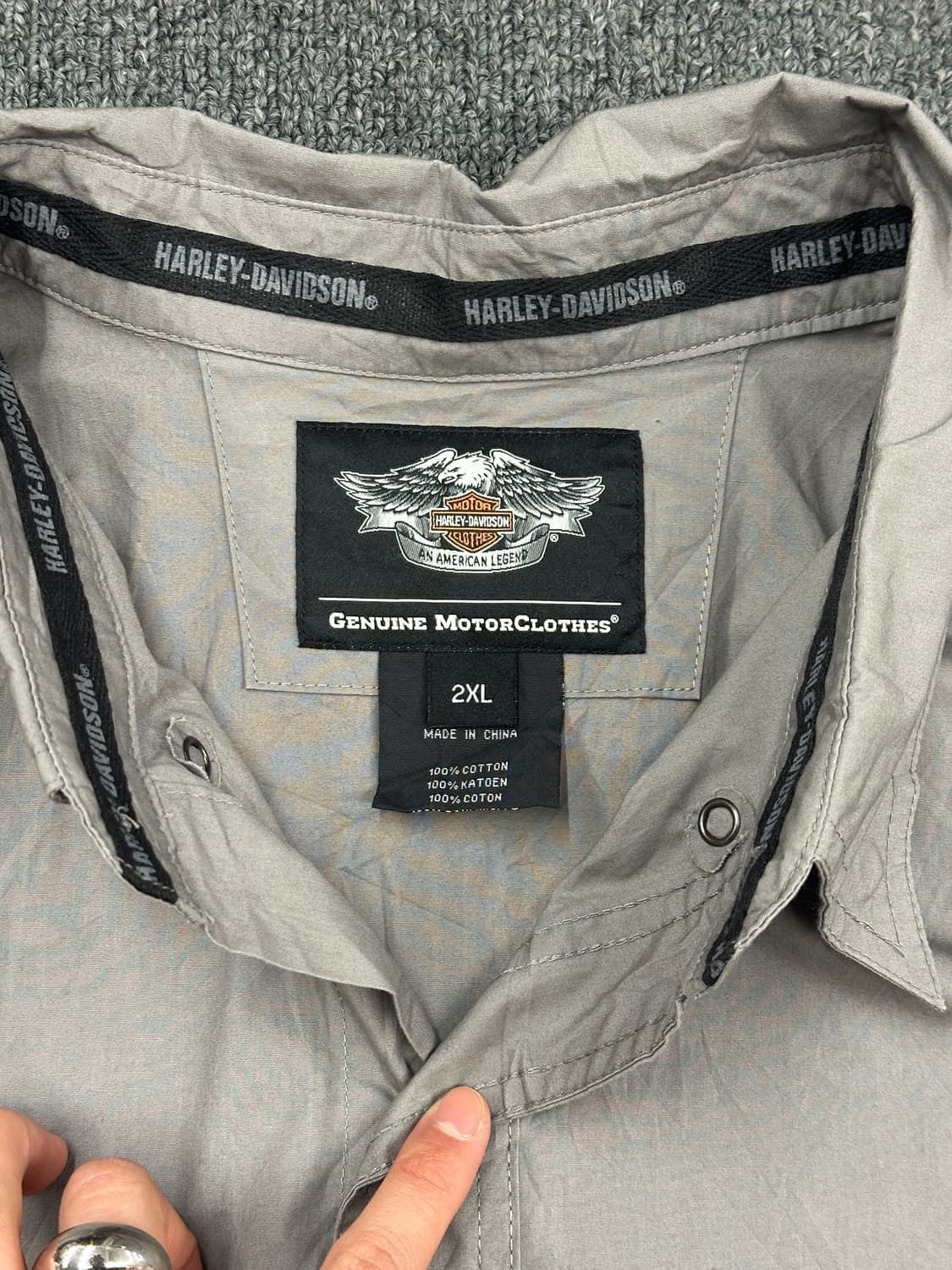 2XL)할리데이비슨 빈티지 프린팅 그레이 반팔셔츠 상품이미지6