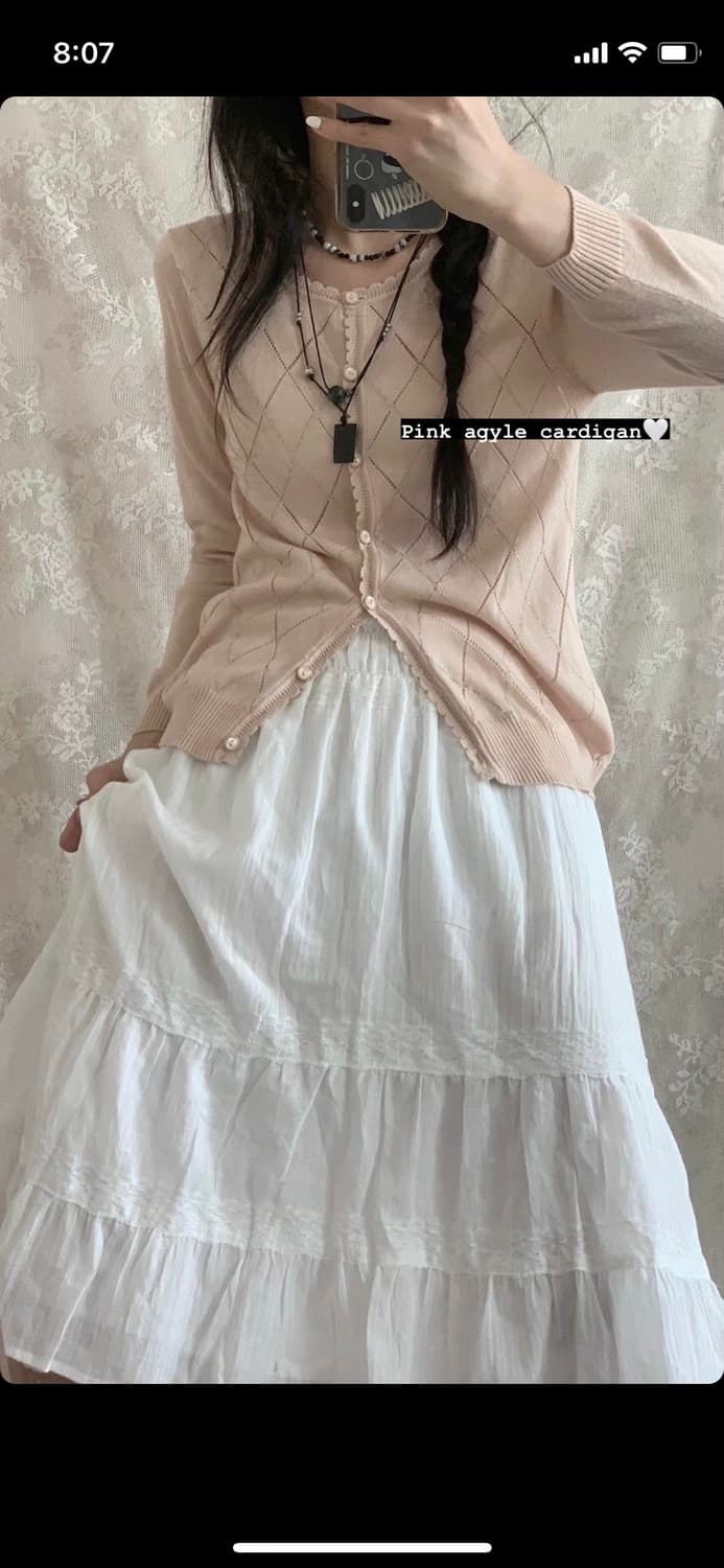 버터플라이빈티지 핑크 아가일 가디건 버빈 상품이미지1
