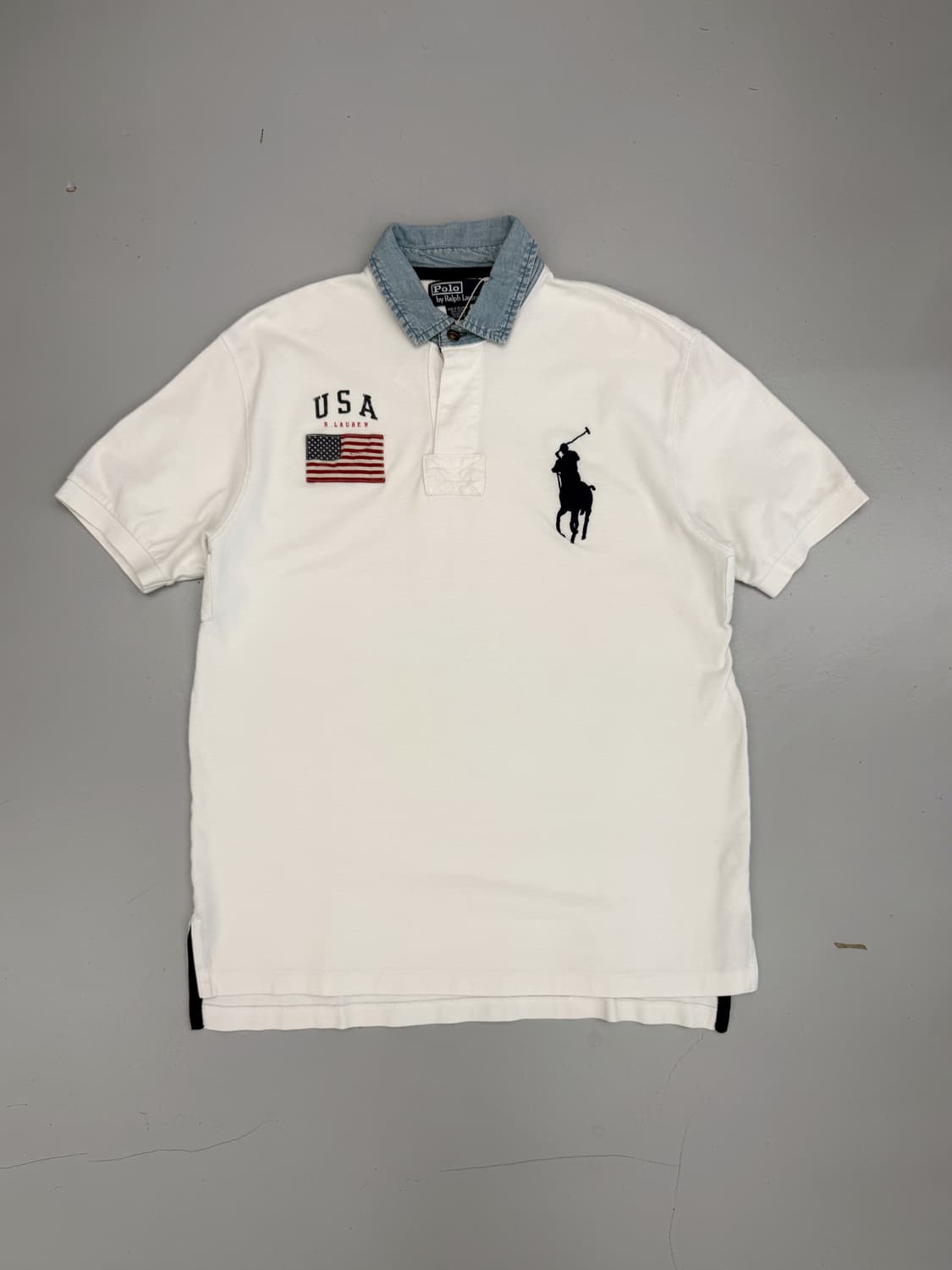 폴로 랄프로렌 루즈핏 빅포니 USA 치프키프 데님 카라 럭비 셔츠 상품이미지1