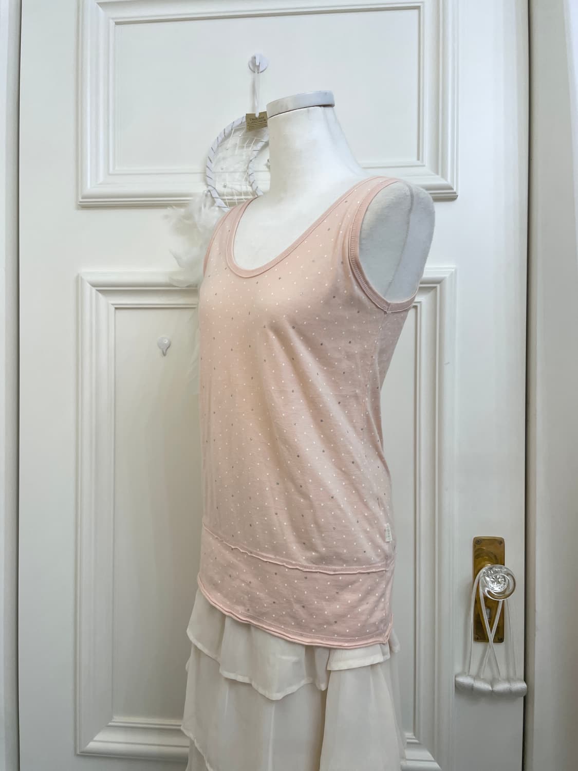 coral dot sleeveless cotton top&coral bo 상품이미지8