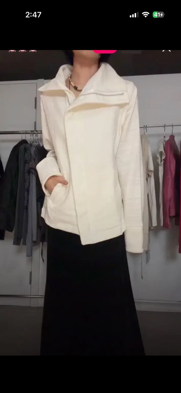 Ayadz 빈티지 아이보리 하이넥 언발 집업 아카이브 파우닝 상품이미지3