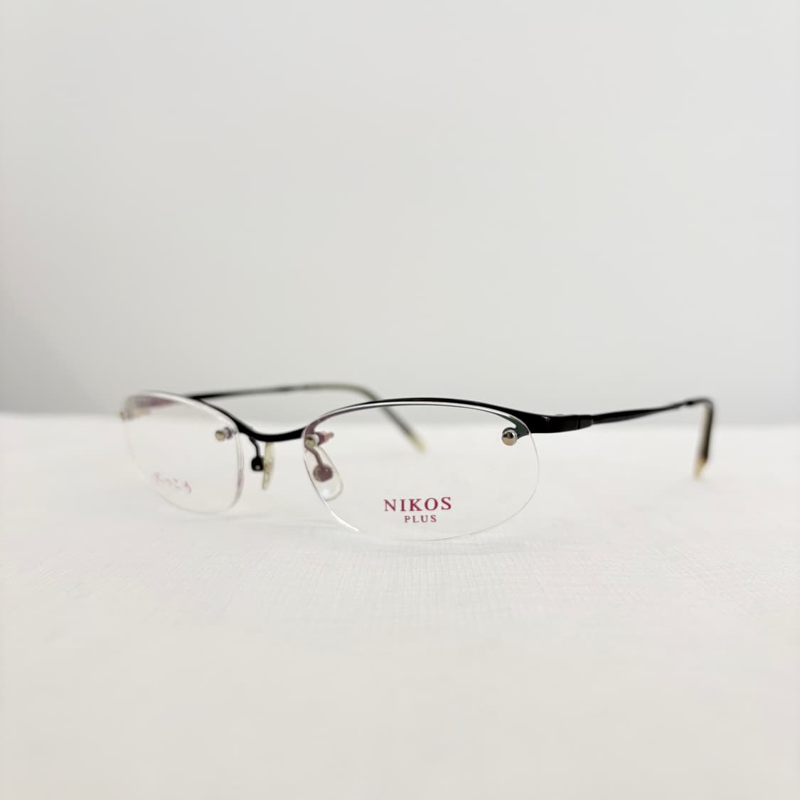 NIKOS 브라운 오벌 반무테 빈티지안경 상품이미지2