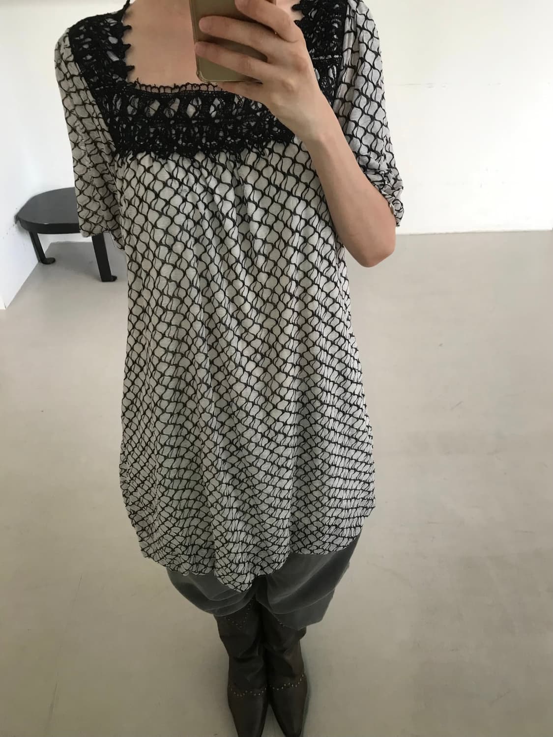 vintage grey pattern top 상품이미지2