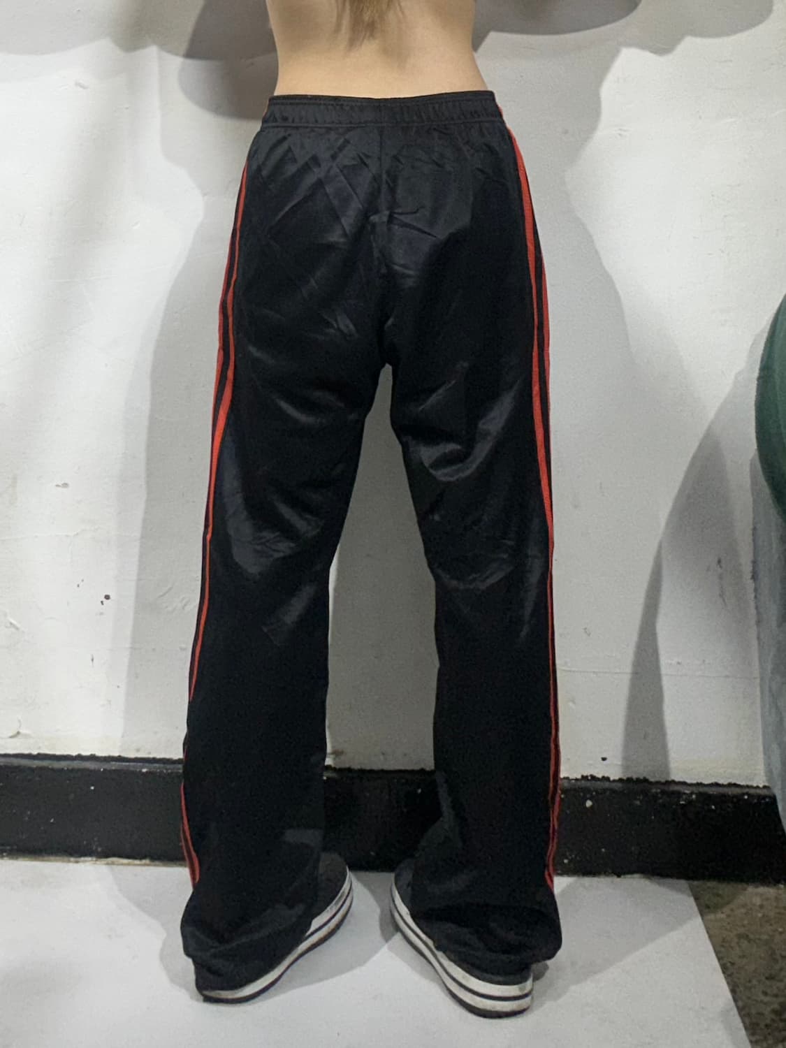 00s 아디다스 블랙 오렌지 삼선 와이드 팬츠 S 상품이미지3