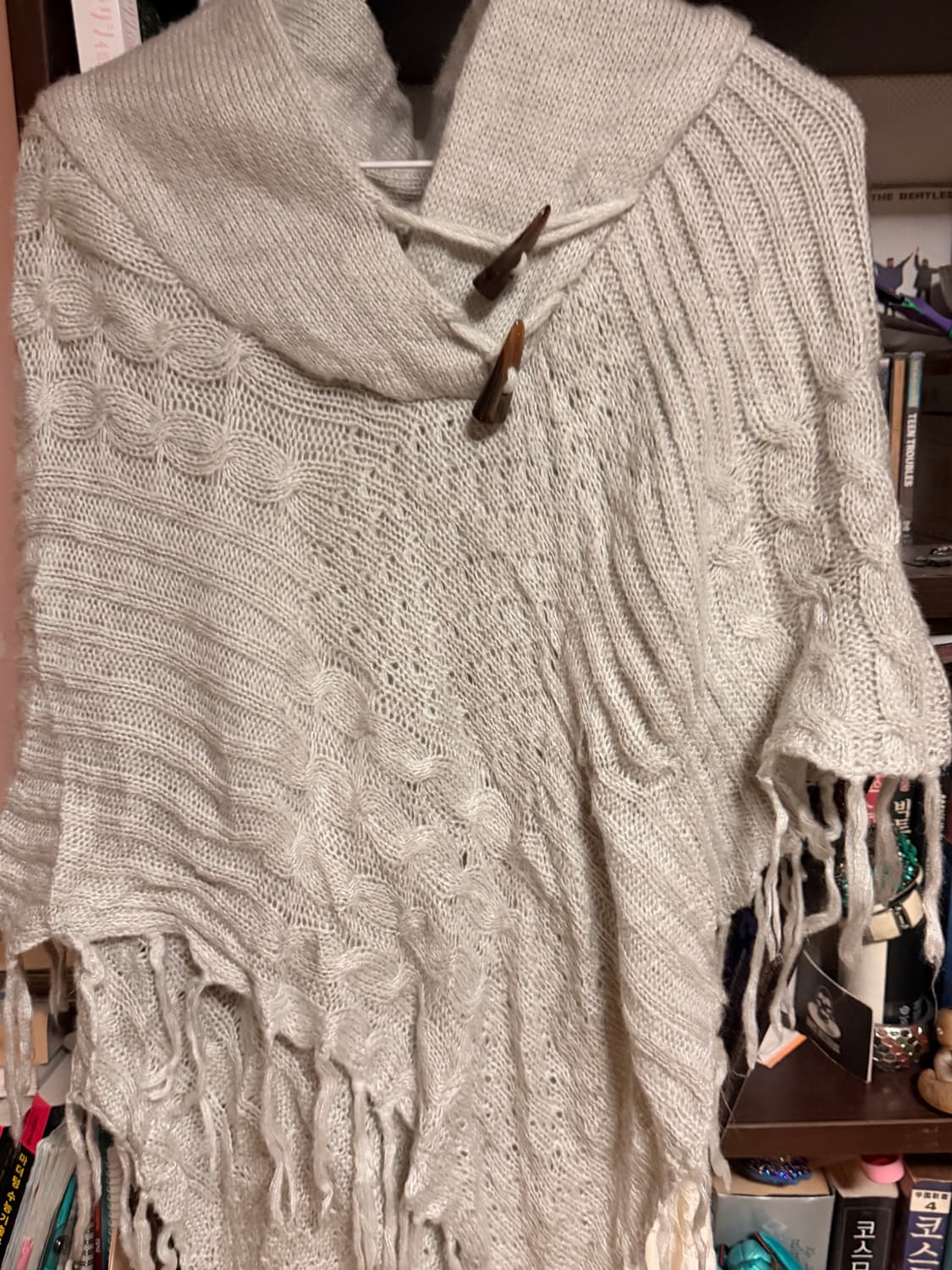 Space opera 모리걸 갸루 후드 판초 니트 상품이미지3