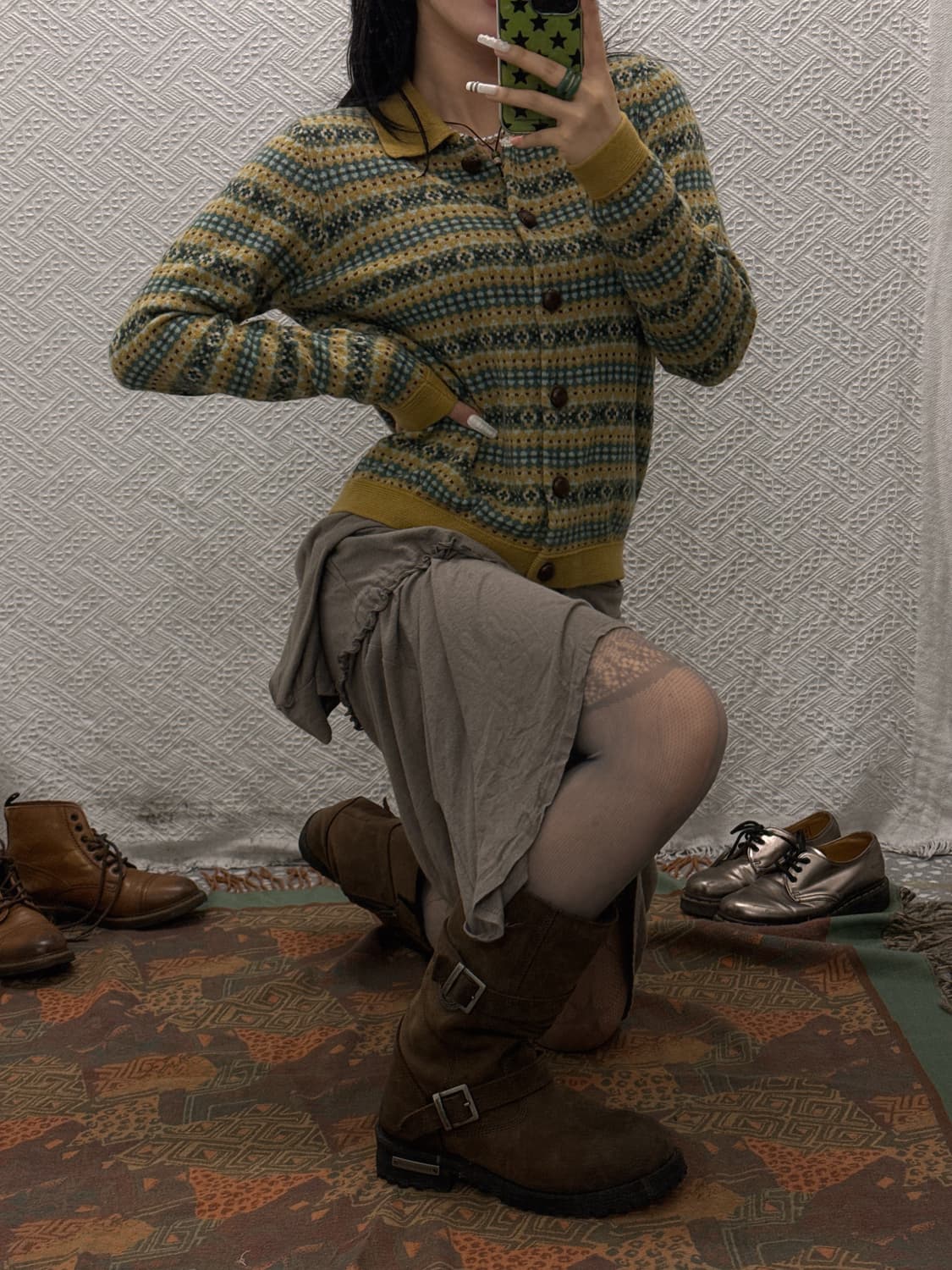 빈티지 보헤미안 노르딕 코지 단추 니트 가디건 K0110 상품이미지1