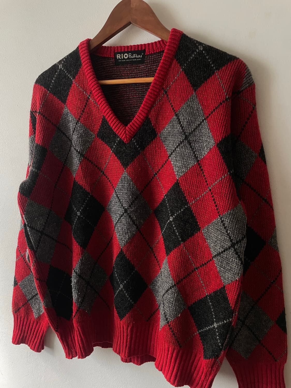 Vintage Rio Brothers Argyle V-Neck Knit 상품이미지3