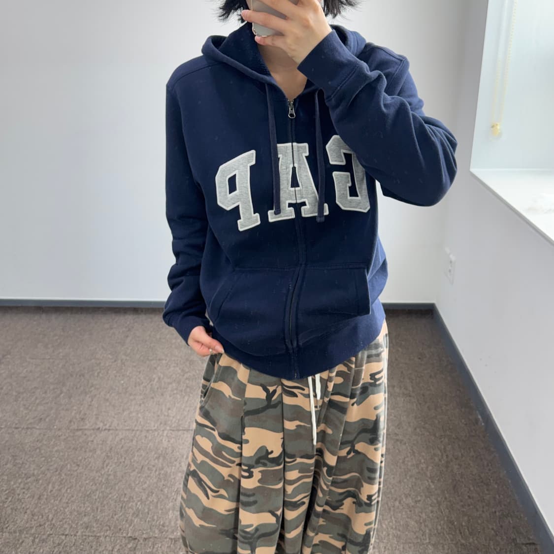 Gap 갭 그레이 로고 네이비 후드집업  상품이미지2