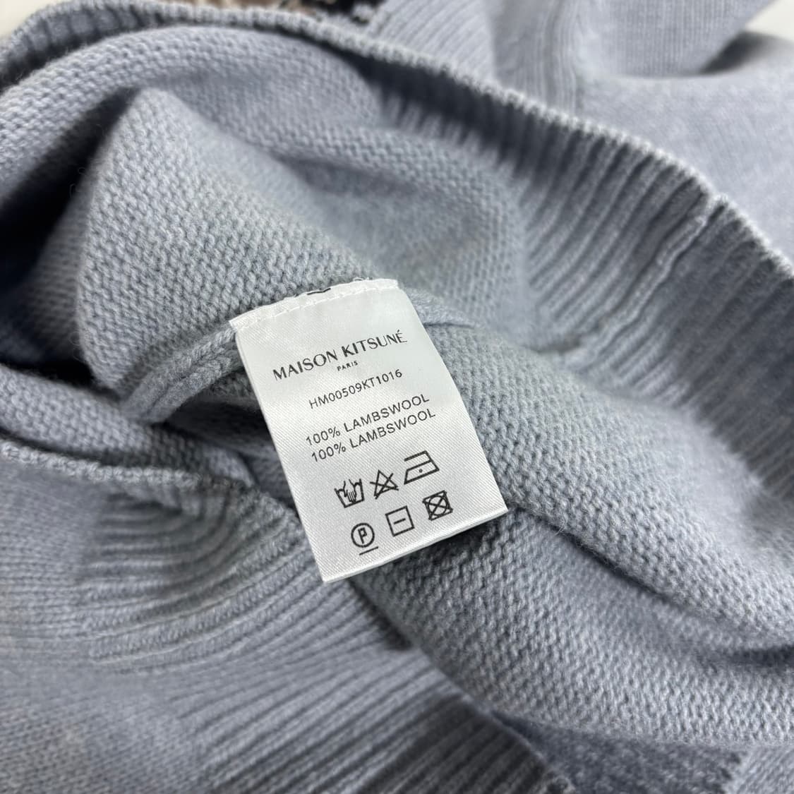 S 메종키츠네 그레이 빅폭스 헤드 램스울 니트 상품이미지6