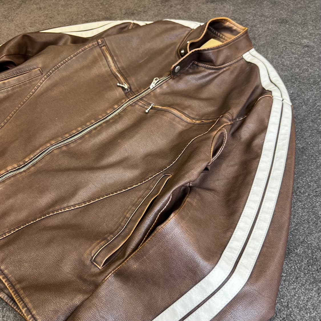 LANE 빈티지 레더 레이싱 자켓 상품이미지4