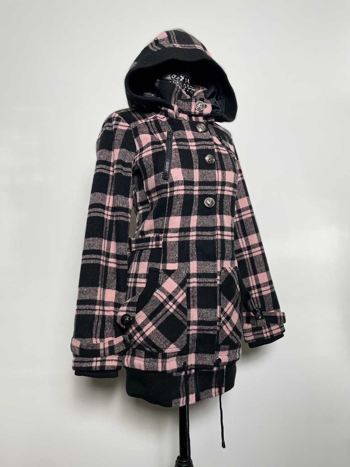 jpn 핑크 체크 패턴 후드 자켓 상품이미지3
